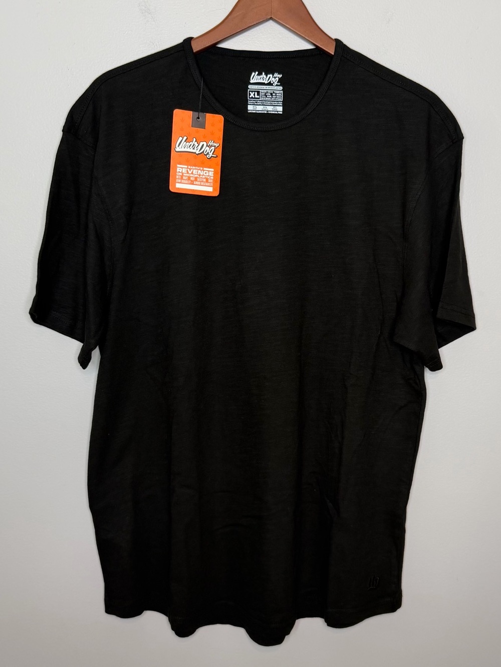 NWT UndrDog Hemp Black Short Sleeve Tee Mens XL